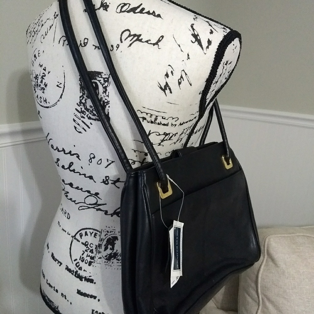 Leather black handbag